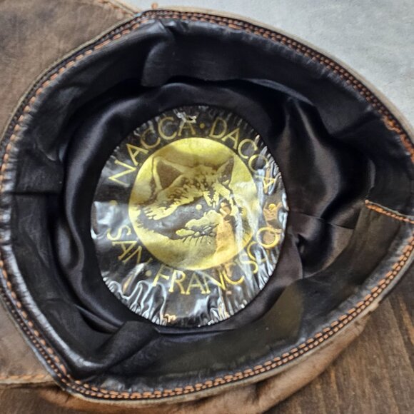 Vintage Nacca Dacca San Francisco Hat Brown Leather Newsboy Cap 1960's - Picture 9 of 9